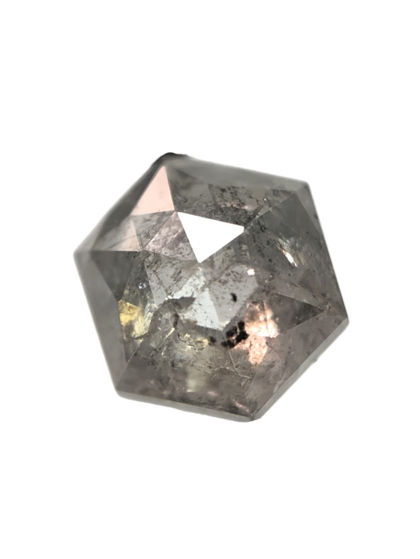 Salt And Pepper Diamond Light Grey Color Hexagon Shape Cut Diamond