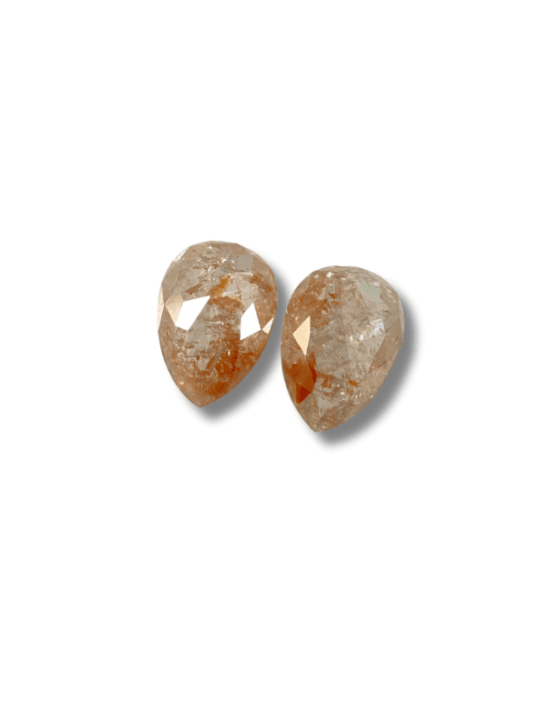 2.87 Rustic Diamond Pear Shape Pair Diamond  Orange Col54 or Diamond Omimportsinc Om 54
