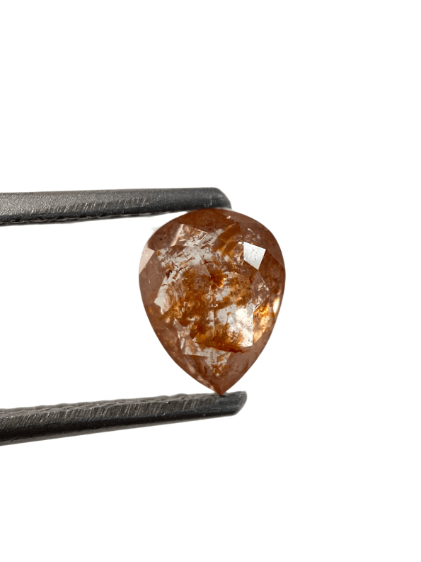 1.11Ct Salt And Pepper Diamond Pear Shape Diamond Orange Color Diamond Omimportsinc Om OM45