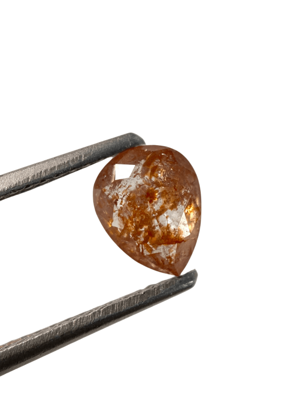 1.11Ct Salt And Pepper Diamond Pear Shape Diamond Orange Color Diamond Omimportsinc Om OM45
