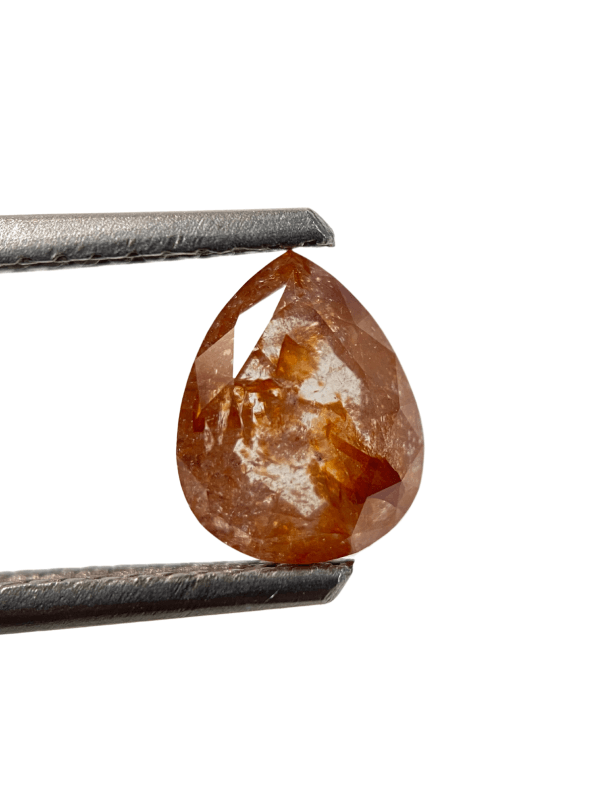 1.11Ct Salt And Pepper Diamond Pear Shape Diamond Orange Color Diamond Omimportsinc Om OM45