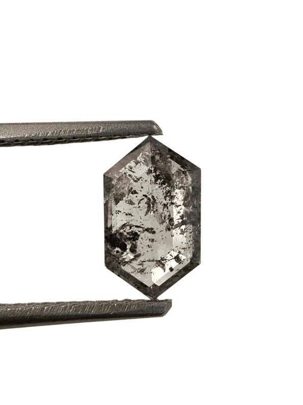 1.12Ct Salt And Pepper Diamond Hexagon Shape Diamond Black Color Diamond Omimportsinc Om