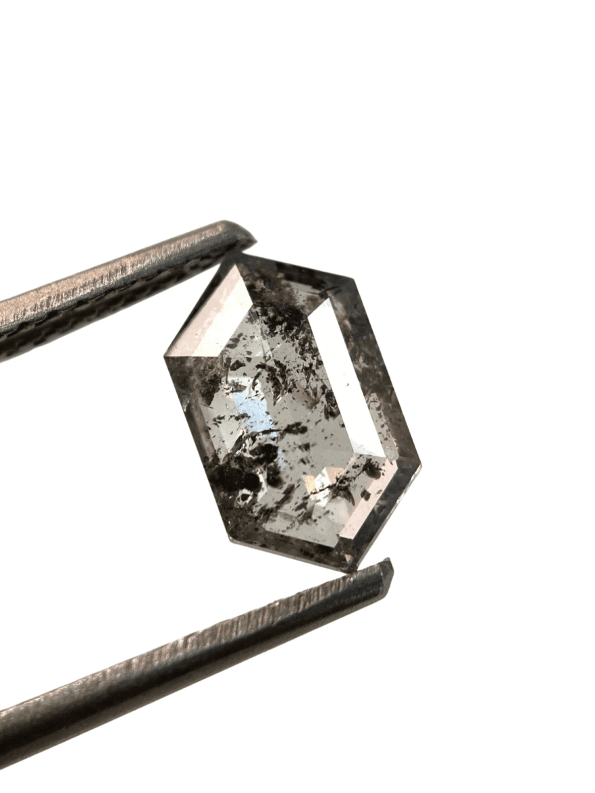 1.12Ct Salt And Pepper Diamond Hexagon Shape Diamond Black Color Diamond Omimportsinc Om