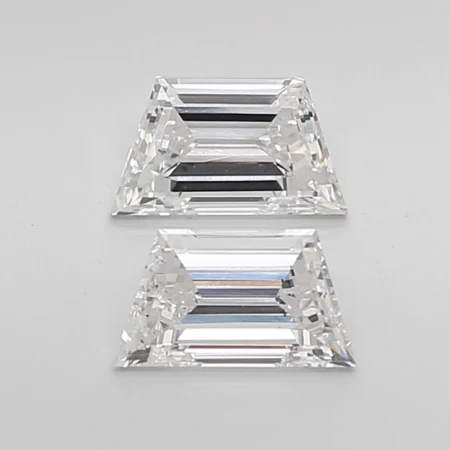 0.93 Carat F-VS1 Trapezoid Step Cut Lab Diamond Pair (6.55x3.75mm)