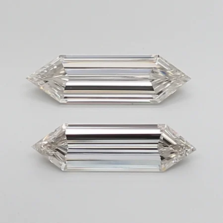 1.69 Carat G-VVS2 Hexagonal Step Cut Lab Diamond Pair (12.6x3.65mm)