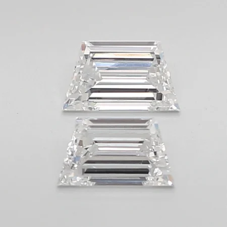 0.89 Carat E-VVS2 Trapezoid Step Cut Lab Diamond Pair (6.4x3.7mm)