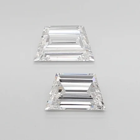 1.32 Carat F-VVS2 Trapezoid Step Cut Lab Diamond Pair (7.25x4.3mm)