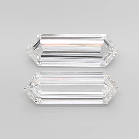 2.62 Carat E-VS1 Hexagonal Step Cut Lab Diamond Pair (12.6x4.3mm)