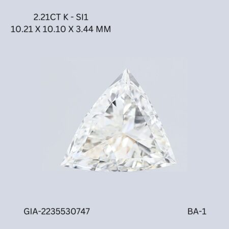 2.21ct Triangular Diamond - SI1 Clarity - K Color - Brilliant Cut