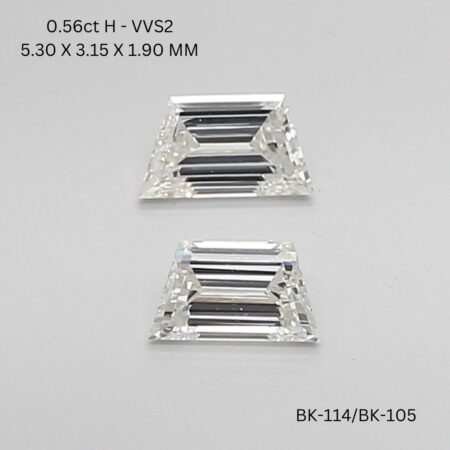 0.56 CT H VVS2 TRAPEZOID diamond Matching Pair