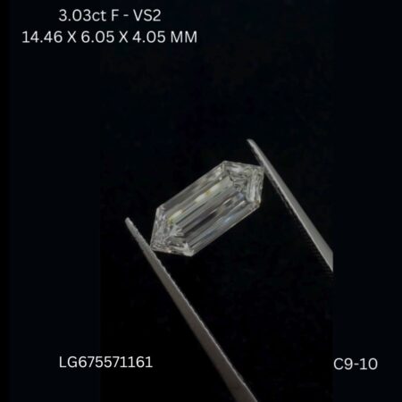 3.03 Carat F Hexagonal Step Cut Lab-Grown Diamond - VS2