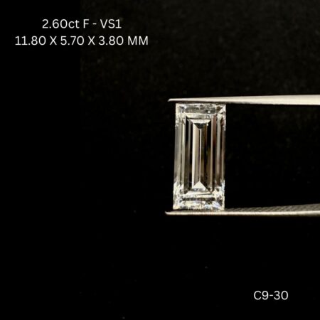 2.60 Carat F Baguette Step Cut Lab-Grown Diamond - VS1