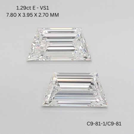 1.29 CT E VS1 TRAPEZOID diamond Matching Pair