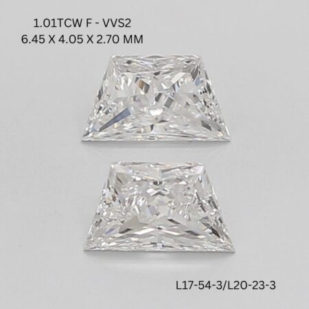 1.01 CT F VVS2 TRAPEZOID diamond Matching Pair