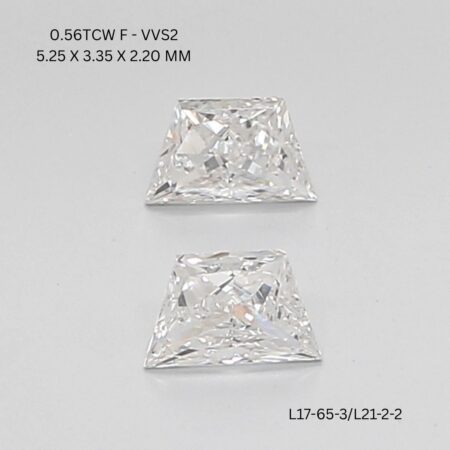 0.56 CT F VVS2 TRAPEZOID diamond Pairs Inventory