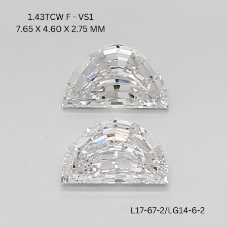 1.43 CT F VS1 HALF MOON diamond Matching Pair