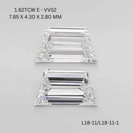 1.62 CT E VVS2 TRAPEZOID diamond Matching Pair