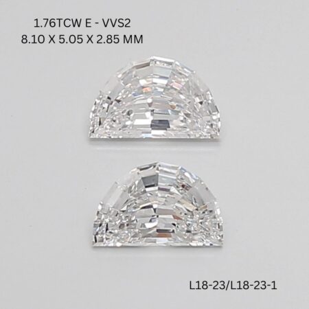 1.76 CT E VVS2 HALF MOON diamond Matching Pair