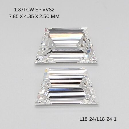 1.37 CT E VVS2 TRAPEZOID diamond Matching Pair
