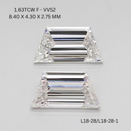 1.63 CT F VVS2 TRAPEZOID diamond Matching Pair