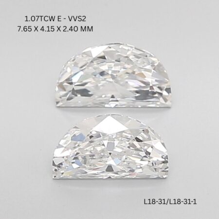 1.07 CT E VVS2 HALF MOON diamond Matching Pair