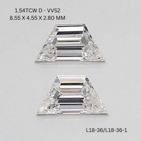 1.54 CT D VVS2 TRAPEZOID diamond Matching Pair