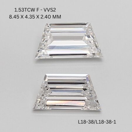 1.53 CT F VVS2 TRAPEZOID diamond Matching Pair