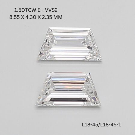 1.5 CT E VVS2 TRAPEZOID diamond Matching Pair