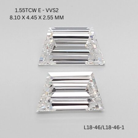 1.55 CT E VVS2 TRAPEZOID diamond Matching Pair