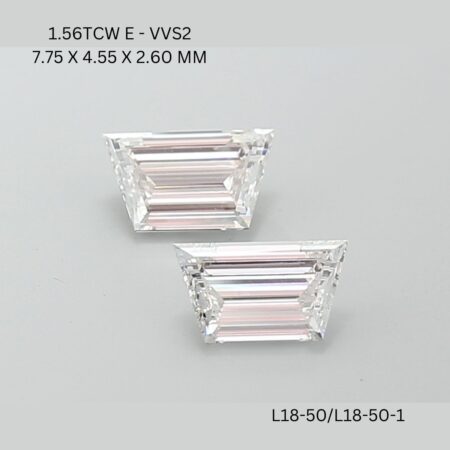 1.56 CT E VVS2 TRAPEZOID diamond Matching Pair