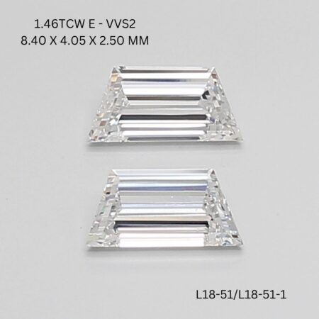 1.46 CT E VVS2 TRAPEZOID diamond Matching Pair