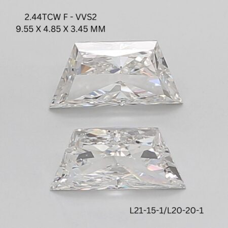 2.44 CT F VVS2 TRAPEZOID diamond Matching Pair
