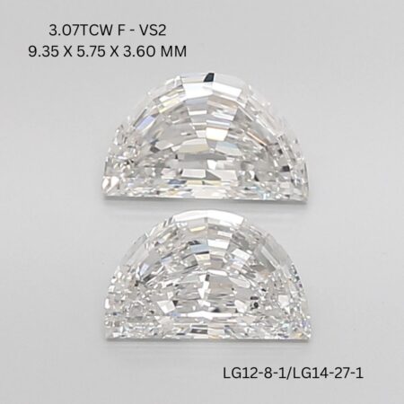 3.07 CT F VS2 HALF MOON diamond Matching Pair