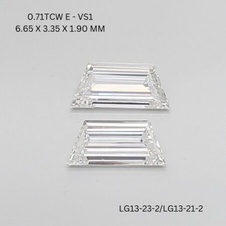 0.71 Carat E-VS1 Trapezoid Step Cut Lab Diamond Pair (6.65x3.35mm)