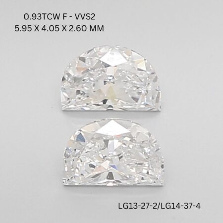 0.93 CT F VVS2 HALF MOON diamond Pairs Inventory