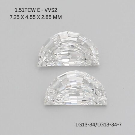 1.51 CT E VVS2 HALF MOON diamond Matching Pair
