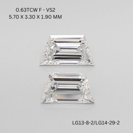 0.63 CT F VS2 TRAPEZOID diamond Pairs Inventory