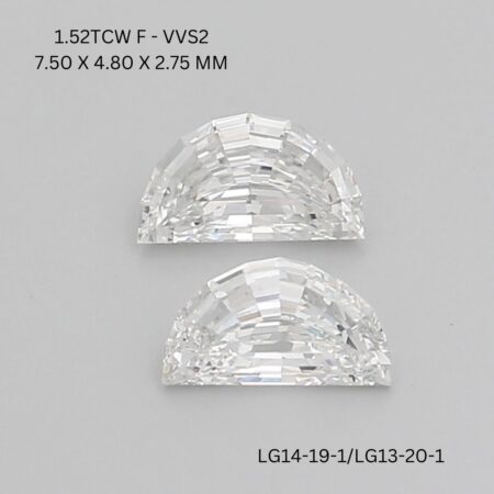 1.52 CT F VVS2 HALF MOON diamond Matching Pair