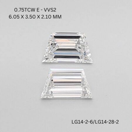 0.75 CT E VVS2 TRAPEZOID diamond Matching Pair