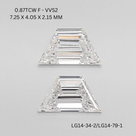 0.87 CT F VVS2 TRAPEZOID diamond Matching Pair