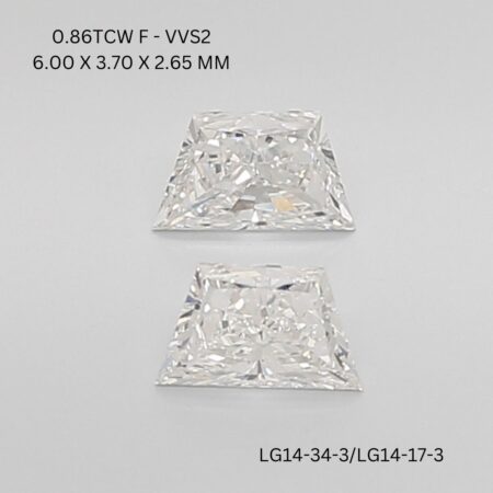 0.86 CT F VVS2 TRAPEZOID diamond Matching Pair