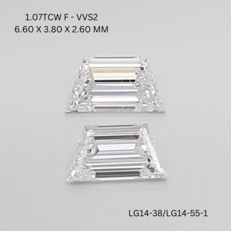 1.07 CT F VVS2 TRAPEZOID diamond Matching Pair