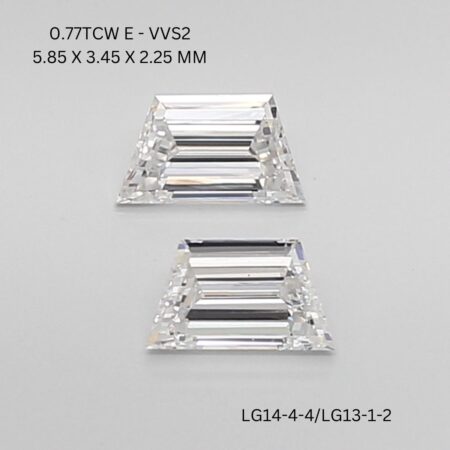 0.77 Carat E-VVS2 Trapezoid Step Cut Lab Diamond Pair (5.85x3.45mm)
