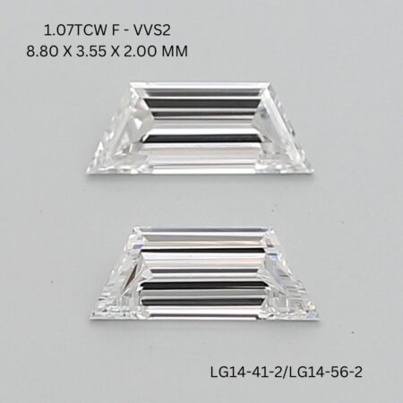 1.07 CT F VVS2 TRAPEZOID diamond Matching Pair