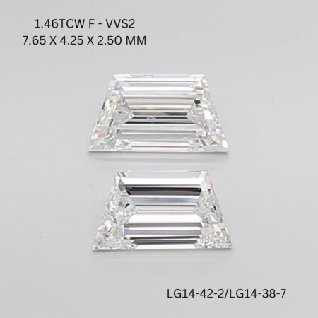 1.46 CT F VVS2 TRAPEZOID diamond Matching Pair