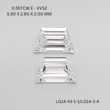 0.55 CT E VVS2 TRAPEZOID diamond Pairs Inventory