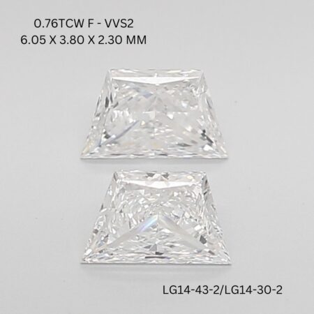 0.76 CT F VVS2 TRAPEZOID diamond Matching Pair