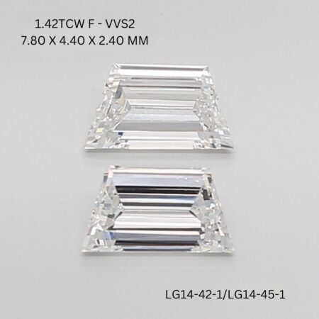1.42 CT F VVS2 TRAPEZOID diamond Matching Pair