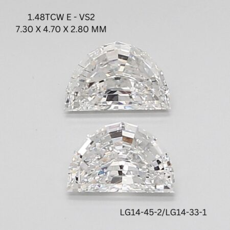 1.48 CT E VS2 HALF MOON diamond Matching Pair