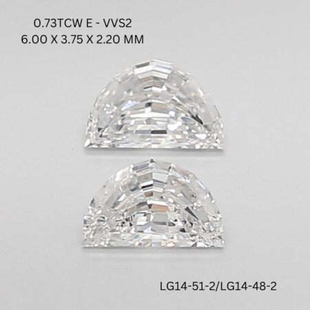 0.73 CT E VVS2 HALF MOON diamond Pairs Inventory